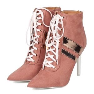 Stylish Pink Lace-Up Women's Boots